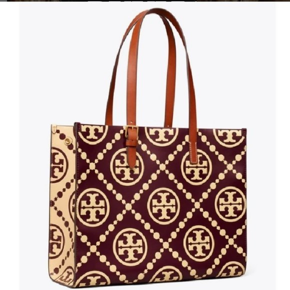 🔥HP🔥NeW! Tory Burch T Monogram Contrast Embossed Tote - Picture 3 of 17
